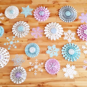 Frozen Inspired Decor Paper Snowflake Themed Winter Wall Backdrop Baby Nursery Winter Wall Art Party Decorations