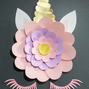 Unicorn Paper Flower Birthday Party Decor Unicorn Wall Backdrop Whimsical Bedroom Wall Decorations Daisy (18-20 in)