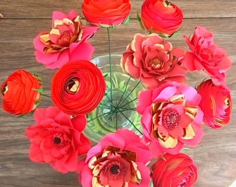 Ranunculus Paper Flower Bouquet: Bridal Decor, Home Decor