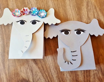 Elephant Loot Bags - Circus Party Favour Boxes - Zoo Themed Birthday Accents