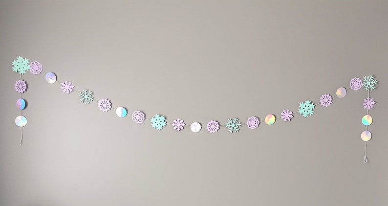 Paper Snowflake Garland Frozen Inspired Birthday Decorations Winter themed Party Decor Garlands for Kids Bedrooms image 4