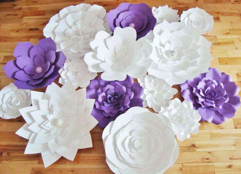 Large Paper Flower Wall for Wedding Backdrop DIY Party Backdrop Decorations Event Flower Display Set of 30 image 8