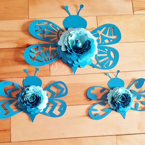 Bumblebee themed Wall Art for Baby Nursery Paper Flower Bee Decor Birthday Party Bug Decorations image 8