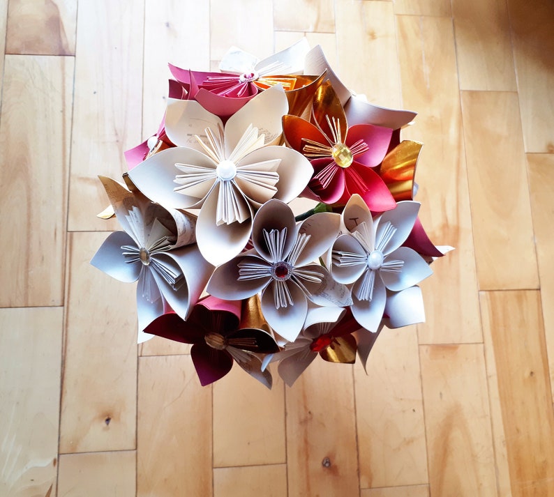 Kusudama Paper Flowers Bouquet Origami Unique Alternative Bridal Bouquet image 4