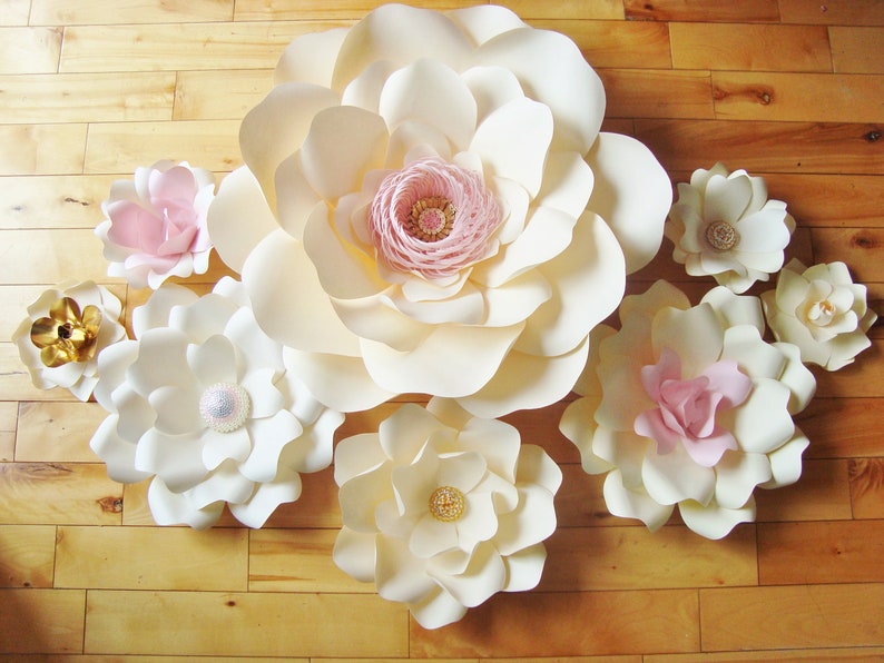 3D Flowers DIY Paper Flowers for Baby Nursery Wall Decorations set of 8