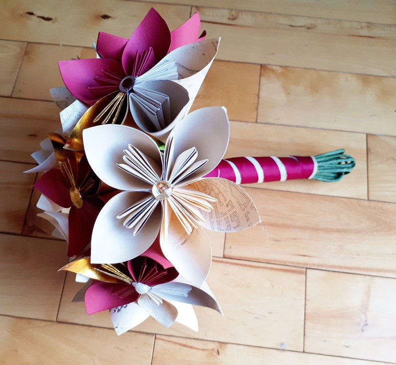 Kusudama Paper Flowers Bouquet Origami Unique Alternative Bridal Bouquet image 2