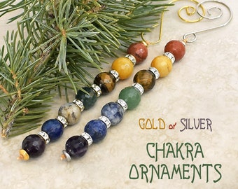 Chakra Christmas Ornament - Chakra Gemstones - Gemstone Christmas Ornament - Organic - Healing - Stone Ornament - Roca Jewelry Designs