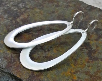 Sterling Silver Handmade Teardrop Earrings - Long Silver Earrings - Long Teardrop Earrings - PMC Sterling Earrings - Roca Jewelry Designs