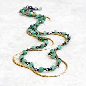 Dainty Chrysoprase and Gold Choker - Chrysoprase Choker - Multi Strand Choker - Green Choker - Chrysoprase Necklace - Roca Jewelry Designs