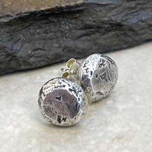 Recycled Sterling Silver Chunky Post Earrings - Stud Earrings - Handmade Sterling Posts - Artisan Earrings - Roca Jewelry Designs