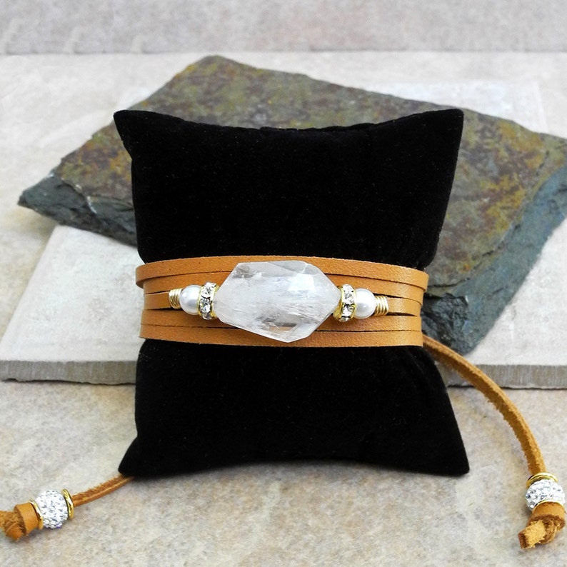 Leather Cord Bracelet With Faceted Moonstone Pearls and Etsy