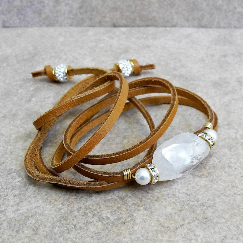 Leather Cord Bracelet With Faceted Moonstone Pearls and Etsy