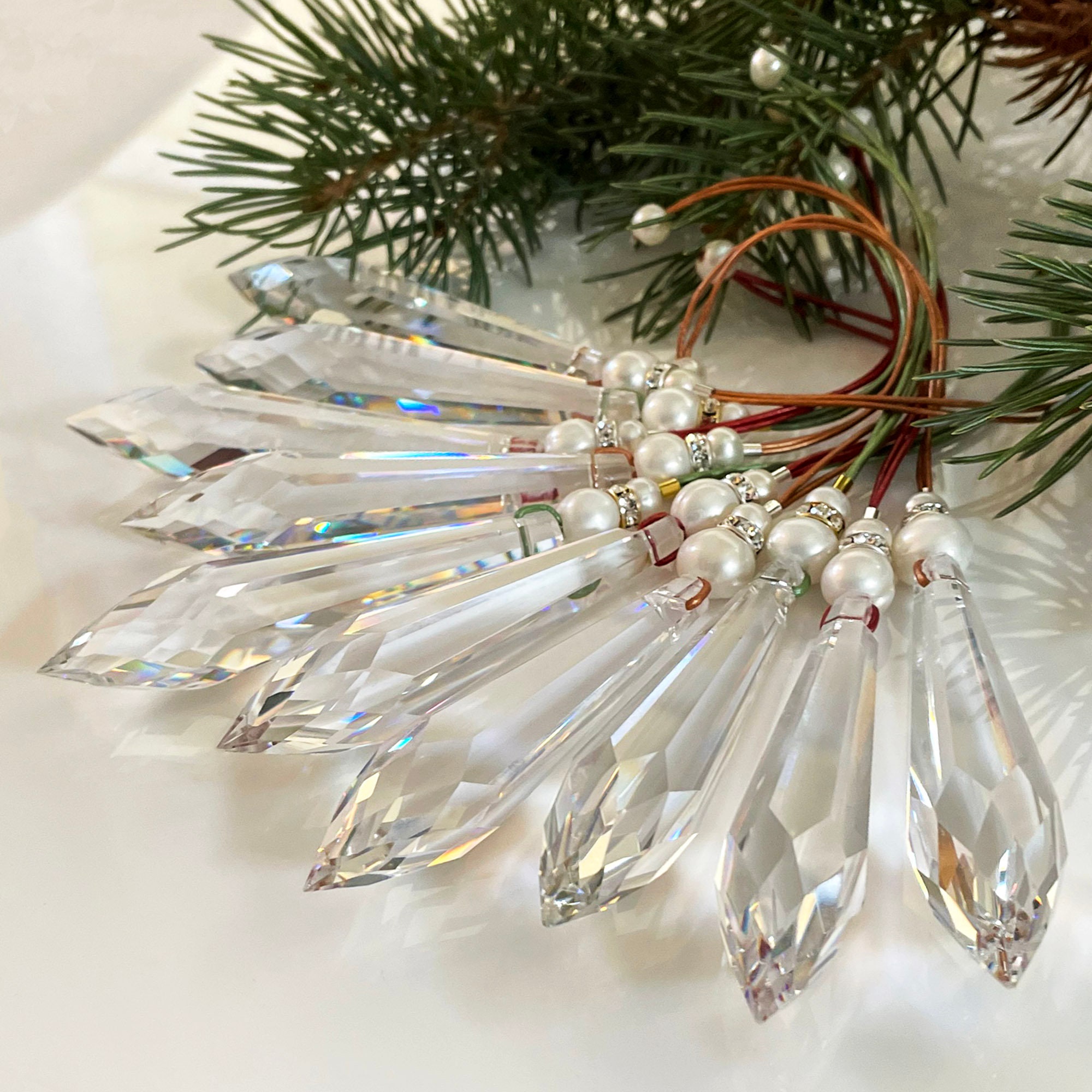 Crystal christmas ornaments deals