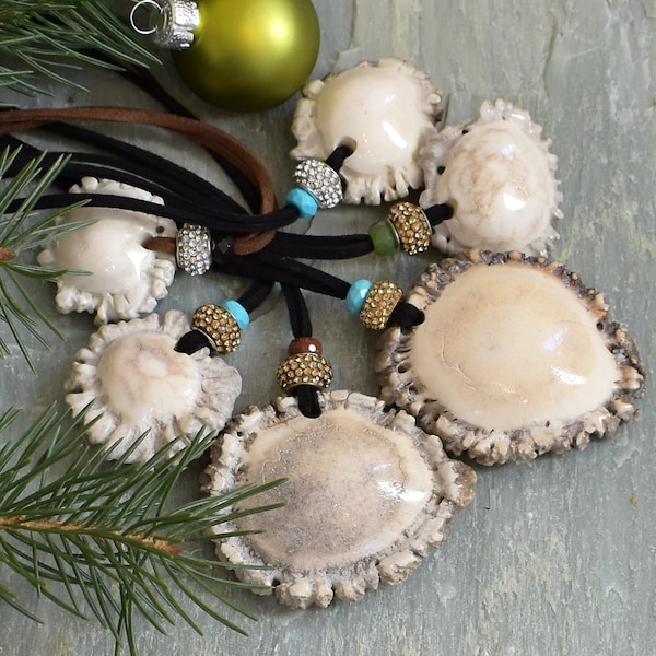 Antler Burr Christmas Ornament - Deer Antler - One of a Kind Christmas Ornament - Organic - Natural - Antler Art - Roca Jewelry Designs