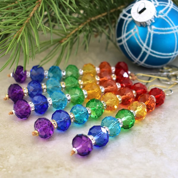 Rainbow Crystal Christmas Ornament - Tree Decoration - Colorful - Sparkling Crystal - Rhinestones - Gold and Silver - Roca Jewelry Designs