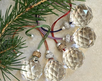 Glass Prism Ball Christmas Ornament - Faceted Glass - Glass Crystal - Unique Ornament - Sparkly Christmas Ornament - Roca Jewelry Designs
