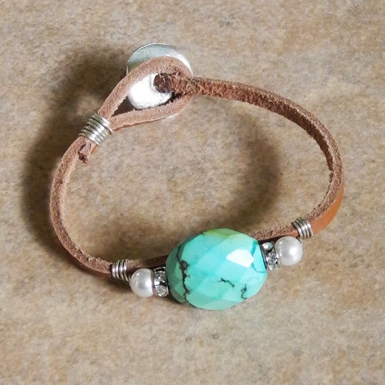 Sterling Wire Wrapped Leather Cord Bracelet With Faceted Etsy