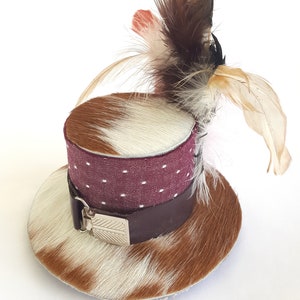 Steam Polka Mini Hat- hair fascinator/ barrette/ hair clip/ hair accessory/ flower/ feather Fascinator.