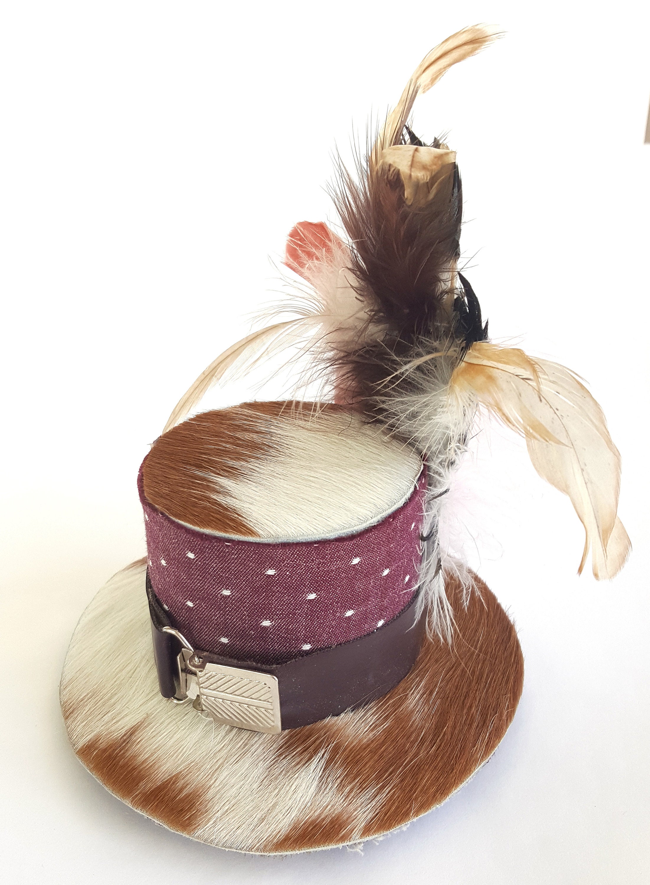 Brown white dot fascinator Parisian inspired Polkadot Fascinator - Etsy main image 3