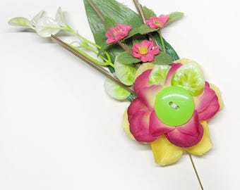 Floral Garden Party Lapel Pin – Button Accent Brooch