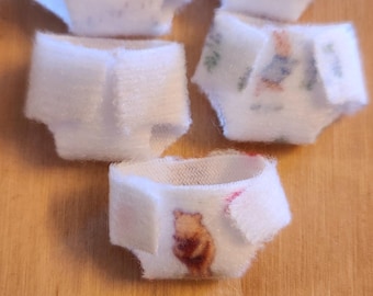 5 pack Miniature reusable diapers for Zuru My Mini Baby, dollhouse, Barbie