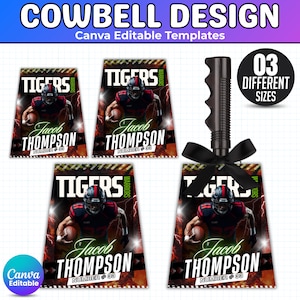 Cowbell Design Template, Editable Sport Cow bell Templates, Custom Cowbell Design, Tiger Football Cowbell , Football Cowbell, Cowbell Wrap