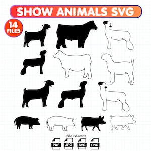 Show Animals Svg, Show Animal SVG Bundle, Show Goat Svg, Show Pig SVG, Show Animal Clipart, Show Livestock Graphic Instant Download