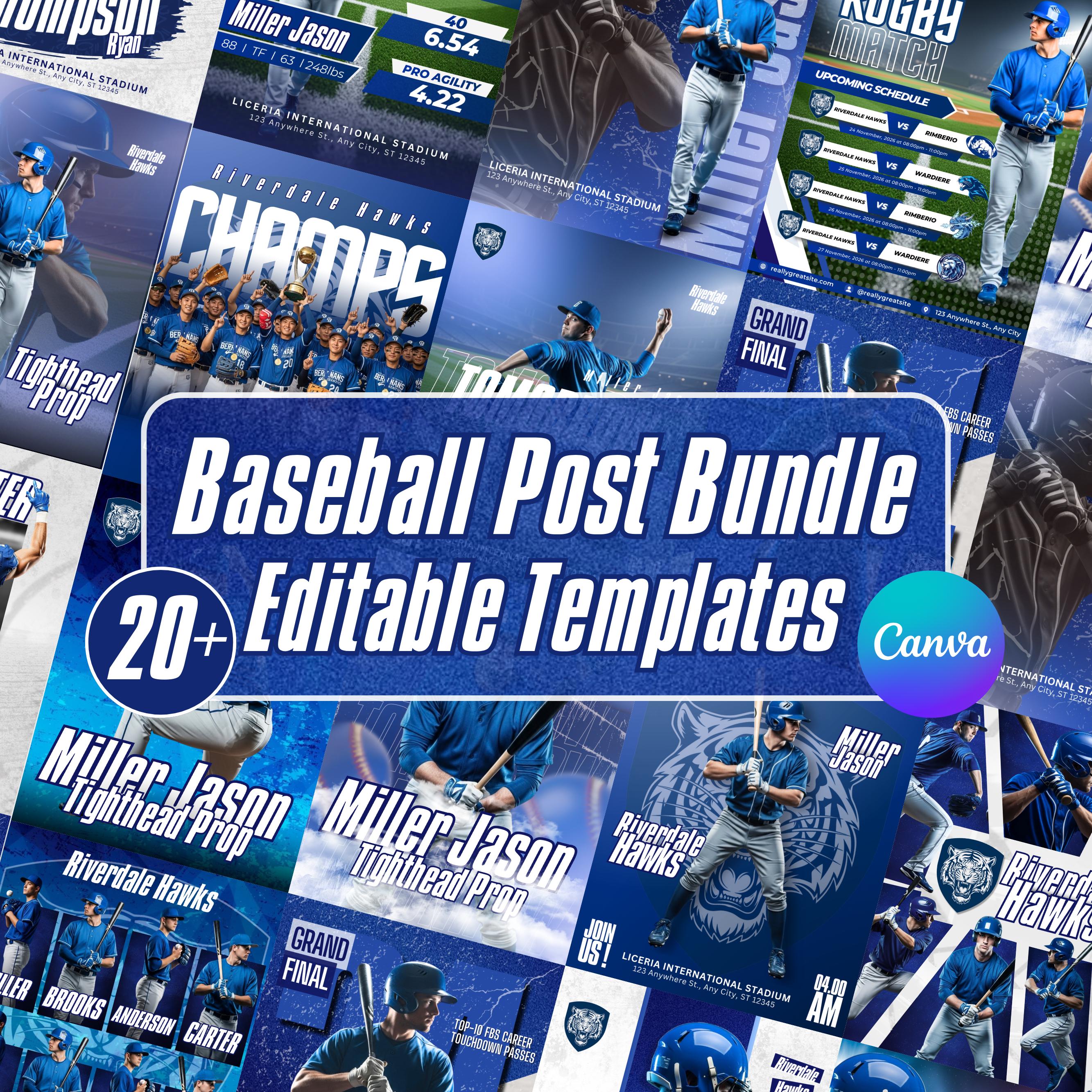 20+ Baseball Sports Social Media Templates | Editable Baseball Game Day ...