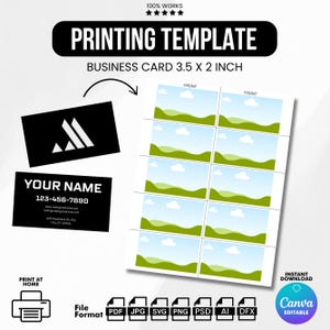 Business Card Print Template, 3.5”x2” Drag And Drop Business Card Template, Business Card Svg Png, Blank Business Card, Canva Template