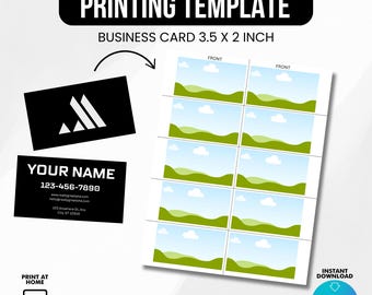 Business Card Print Template, 3.5”x2” Drag And Drop Business Card Template, Business Card Svg Png, Blank Business Card, Canva Template