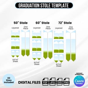 Editable Graduation Stole Canva Frame Template, Grad 2025 Stole Template, Drag and Drop Easy Template, Blank Stole Template For Sublimation