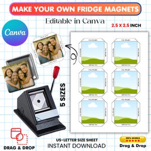 Square Fridge Magnet Template, 2x2 Fridge Magnet, 2.5x2.5 Fridge Magnet Template, Square Magnet Maker Template,Photo Magnet Machine Template
