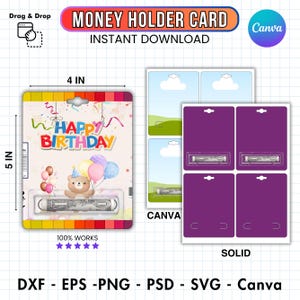 Money Holder Card Template, Money Gift Card Holder, Money Card Svg, Money Holder Svg, Money Card Holder Svg, printable, Instant Download