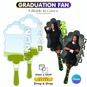 2025 Graduation Paddle Fan Canva Template, Custom Grad Fan Template, Graduation Fan SVG 2025, Grad Paddle Fan Template, Fan Party Template