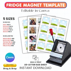 Square Fridge Magnet Template, 2x2 Fridge Magnet, 2.5x2.5 Fridge Magnet Template, Square Magnet Maker Template,Photo Magnet Machine Template