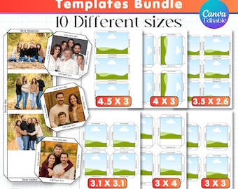 Photo Magnet Template, Fridge Magnet Template, 10 Sizes, Square Magnet Photo Collage Template, Canva Template Instant Download