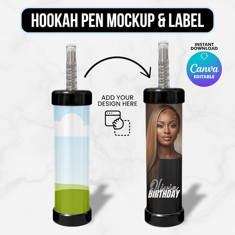 Hookah Pen Template, Hookah Pen Mockup, Hookah Pen Label, Canva ...
