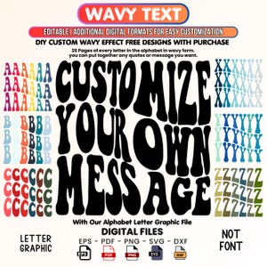 Wavy Alphabet Graphic File, Custom Retro Wavy Text, Custom Wavy Font, Custom Wavy Stacked, Create your own messages, Cricut, Svg, PNG