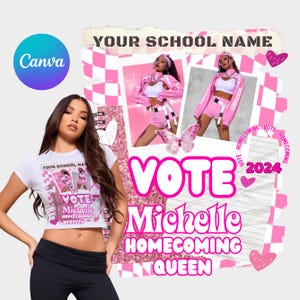 Homecoming T Shirt Template, Homecoming Campaign T Shirt Design, Vote For Queen, Hoco T Shirt Template, Canva Template, Instant Download