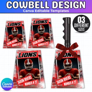 Cowbell Design Template, Editable Sport Cow bell Templates, Custom Cowbell Design, Tiger Football Cowbell , Football Cowbell, Cowbell Wrap