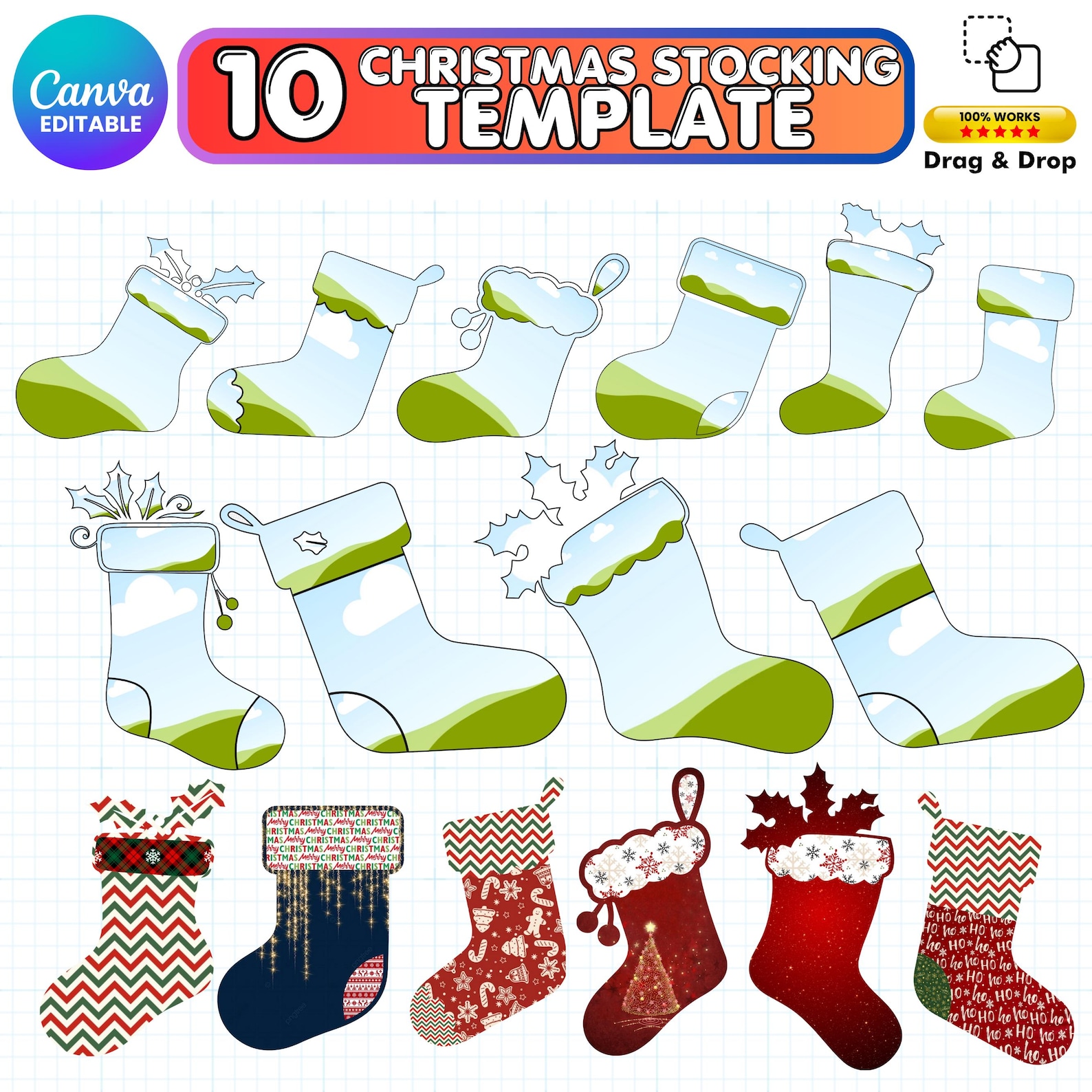 Stocking Cap Editable Editable Christmas Stocking Template, Christmas Stocking Frame Canva ...