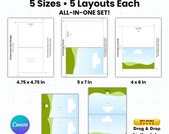 DIY Greeting Card Templates, Drag and Drop Canva Editable Template, Printable Greeting Cards, Blank Greeting Cards Template Instant Download