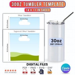 30oz Tumbler Template, 30oz Tumbler Wrap Canva Template, Tumbler SVG, Drag and Drop, Tumbler Template, 30oz Sublimation Tumbler
