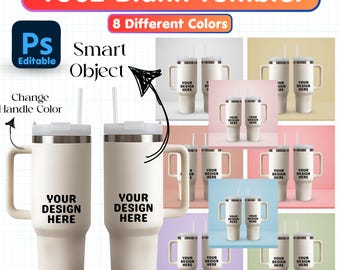 40oz Tumbler Mockup PSD, 08 Blank 40oz Tumbler Mockups, Editable 40oz Tumbler PSD Smart Object Mockup, Tumbler Mockup PSD, Digital Download