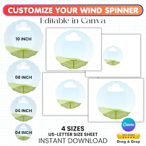 Wind Spinner Mockup Bundle Template, Wind Spinner Sublimation, Drag and Drop,Wind Spinner Template Canva,Frame Wind Spinner,Instant Download