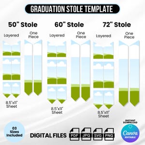 Editable Graduation Stole Canva Frame Template, Grad 2025 Stole Template, Drag and Drop Easy Template, Blank Stole Template For Sublimation