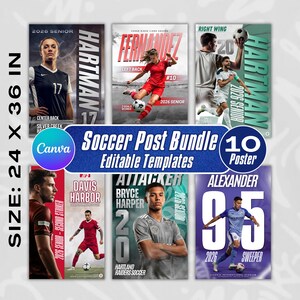Soccer Pro Pack Bundle, Soccer Canva Posters, Senior Sports Banners, Custom Cards Templates, Graduation Gift Memory Mates Sports Photography