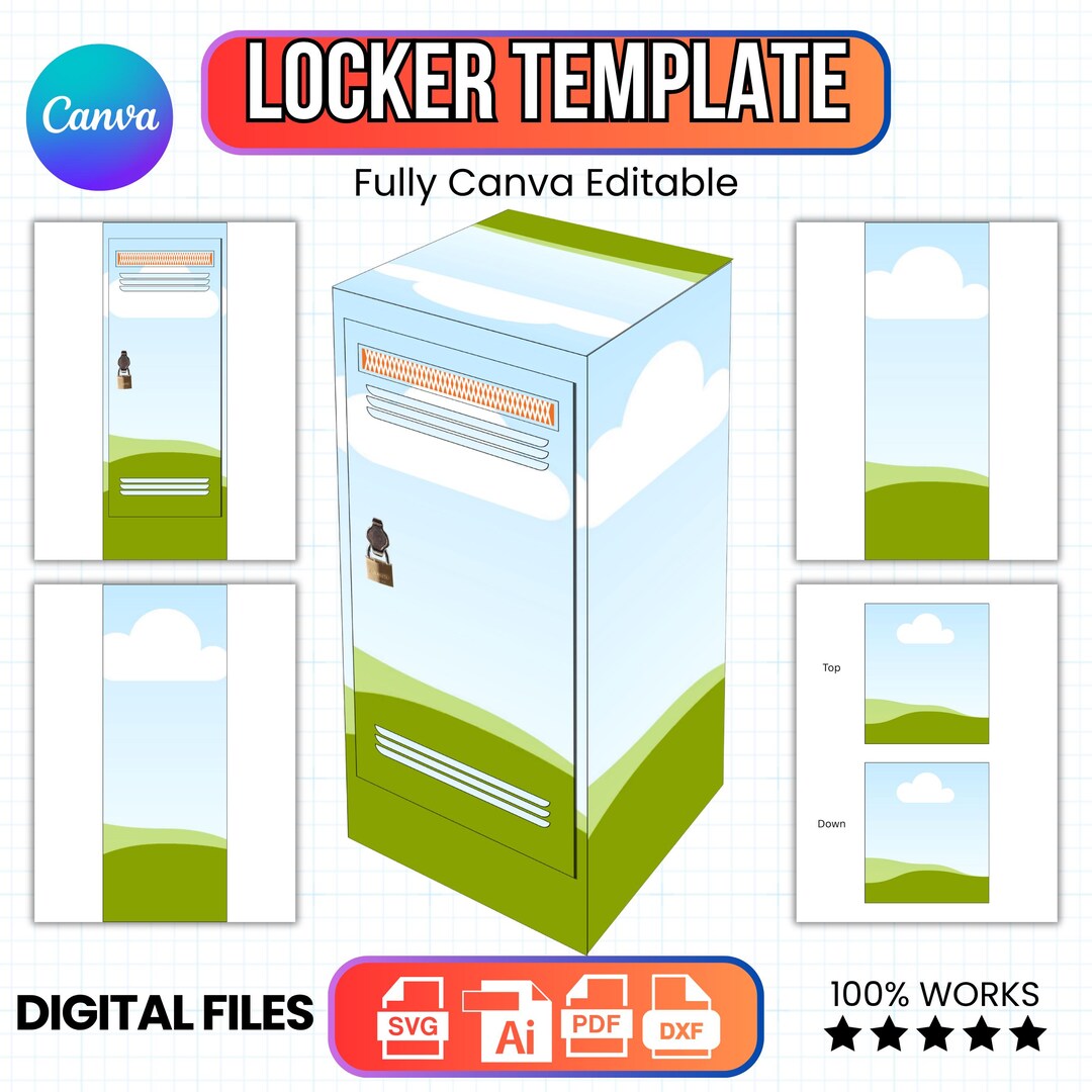 Locker Project Template Back to School Locker Gift Box Mockup, Customizable Locker Gift Box ...