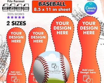Plantilla para panel de béisbol, plantilla para envolver paneles de béisbol, envoltura de pelota, bricolaje, plantilla fotográfica de béisbol, plantilla en blanco para panel de béisbol, plantilla de lienzo