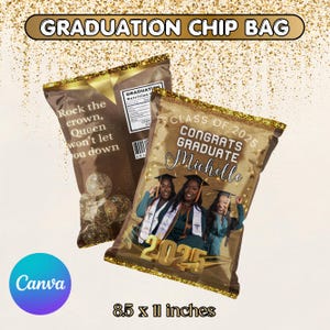 2025 Graduation Chip Bag Template, Grad Chip bag Wrapper, Graduation Party Favor, Chip Bag For Graduation, Class of 2025,Grad Chip Bag Label